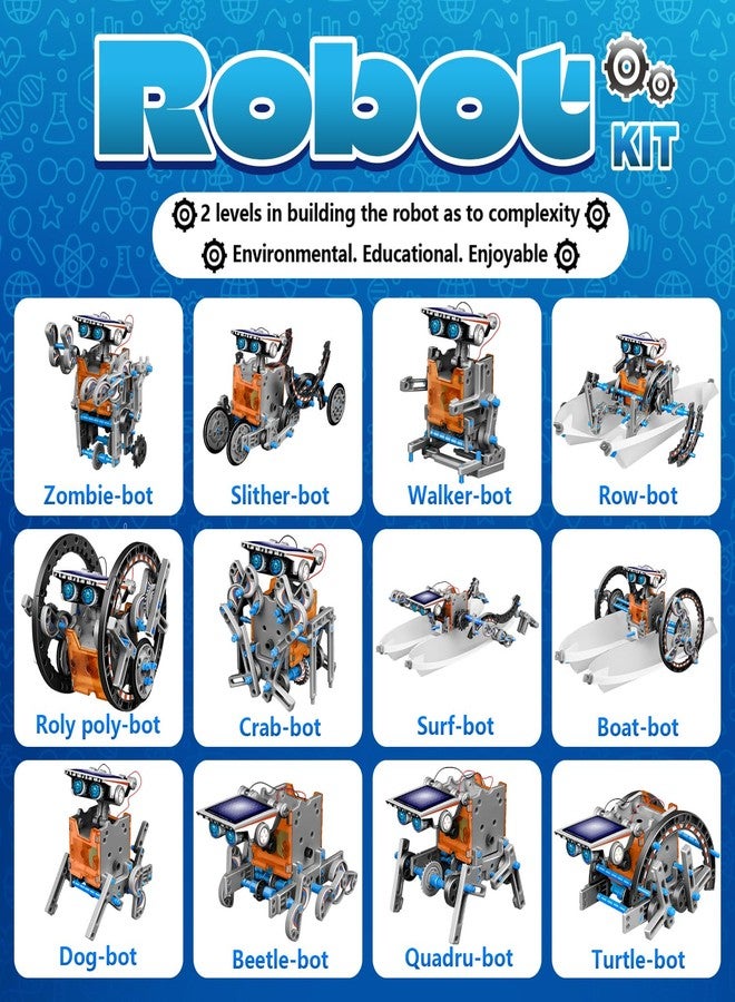 Dioju 13-in-1 Solar Robot Toys for Ages 8 9 10 11 12 Year Old Boys Girls, STEM Science Kits for Kids Age 8-12, Building Experiments Robotics Kit STEM Projects for Kid Christmas Birthday Gifts (Gray) - Image 2